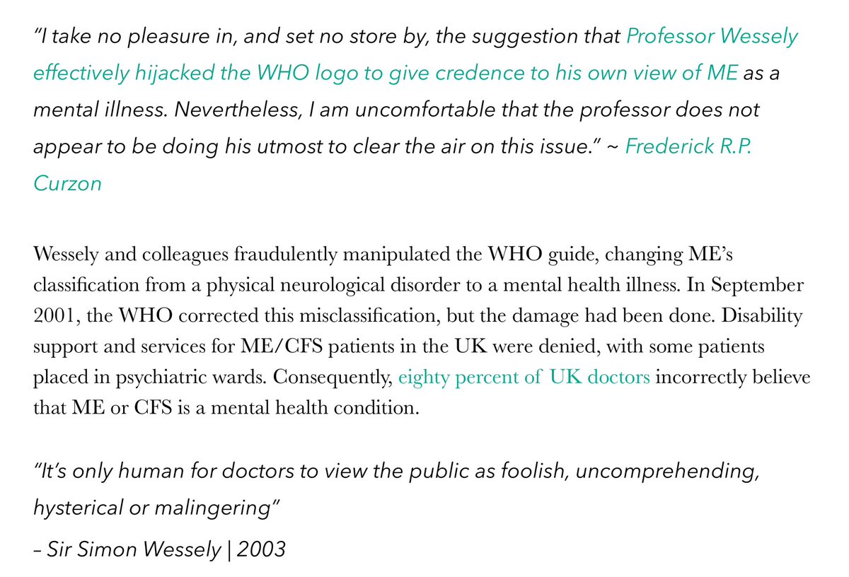 @sibylle_berlin Below is part of an article I’m writing.

Wessley fraudulently used the WHO logo to write his own classification of ME as a mental illness. publications.parliament.uk/pa/ld200304/ld…