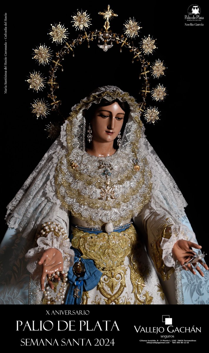 🤍 Queda presentado el VIII Cartel Palio de Plata Semana Santa 2024, protagonizado por María Santísima del Rocío Coronada (<a href="/RociodeMalaga/">Cofradía del Rocío</a>).

#CofradíasMLG
#VIIICartelPaliodePlata