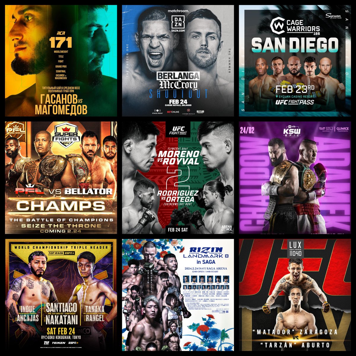 Live Combat Sport Schedule: 2/20 -  2/25

Complete schedule w/ fight cards, PPV &amp; free live streams HERE:
▶️grabakahitman.com/2024/02/20/liv…

#UFCMexicoCity #PFLvsBellator #KSWEpic #BerlangaMcCrory #ACA171 #CW166 #LUX040 #SantiagoNakatani #FuryFC86 #BSC20 #LFA177 #RISE176 #KRUSH158 #UWC51