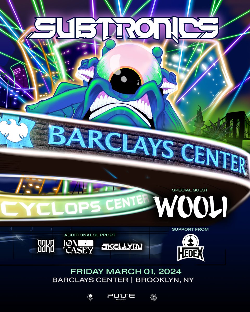 We’re proud to present @subtronics at The @barclayscenter on Friday March 1st! Head to the link below to get your tickets while they last! #subtronics #pulseevents Tickets：ticketmaster.com/event/30005F2B…