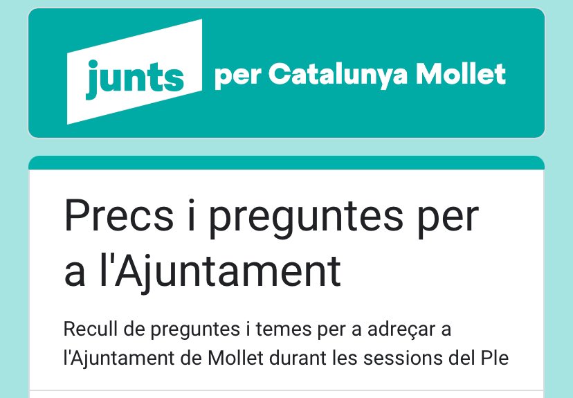 JuntsMollet's tweet photo. 🌟 Participa en el futur de #Mollet! 📲 Exprés les teves idees i suggeriments amb Junts per Catalunya. La teva veu importa per millorar la nostra ciutat. Participa ara ➡️ [https://t.co/U3nWZOoF0Q] #MolletParticipa 🏡💡#juntsmollet https://t.co/8I0bqTOdrp