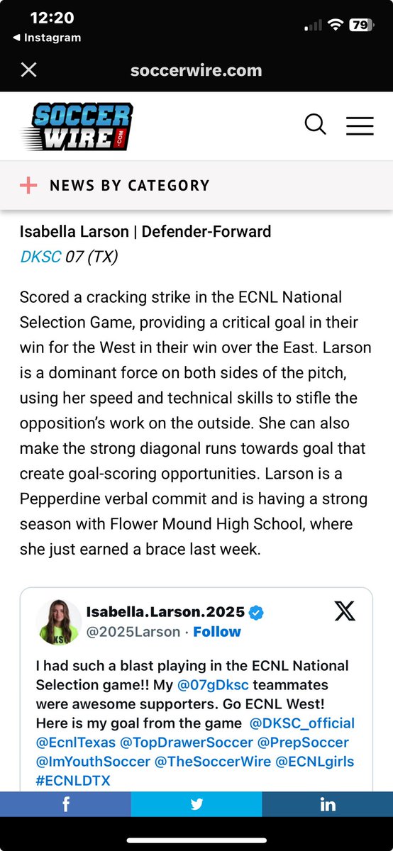 DKSC ECNL 06/07G (@07gdksc) on Twitter photo Well deserved recognition, ladies! 👏🏻
<a href="/TopDrawerSoccer/">TopDrawerSoccer</a> 👀 <a href="/PiperbelleG/">piperbelle_garcia14</a>, <a href="/abby_soccer15/">abby santos</a> , <a href="/IsaSoccer8/">Isabel Tanner</a>, <a href="/GwenOneal7/">Gwen Oneal</a>, <a href="/CarolineSwann52/">CarolineSwann52</a> and <a href="/LilyBeckham2/">Lily Beckham</a>
<a href="/TheSoccerWire/">SoccerWire</a> 👀 <a href="/2025Larson/">Isabella.Larson.2025</a>
<a href="/DKSC_official/">D'Feeters Kicks Soccer Club</a> Well deserved recognition, ladies! 👏🏻
<a href="/TopDrawerSoccer/">TopDrawerSoccer</a> 👀 <a href="/PiperbelleG/">piperbelle_garcia14</a>, <a href="/abby_soccer15/">abby santos</a> , <a href="/IsaSoccer8/">Isabel Tanner</a>, <a href="/GwenOneal7/">Gwen Oneal</a>, <a href="/CarolineSwann52/">CarolineSwann52</a> and <a href="/LilyBeckham2/">Lily Beckham</a>
<a href="/TheSoccerWire/">SoccerWire</a> 👀 <a href="/2025Larson/">Isabella.Larson.2025</a>
<a href="/DKSC_official/">D'Feeters Kicks Soccer Club</a>