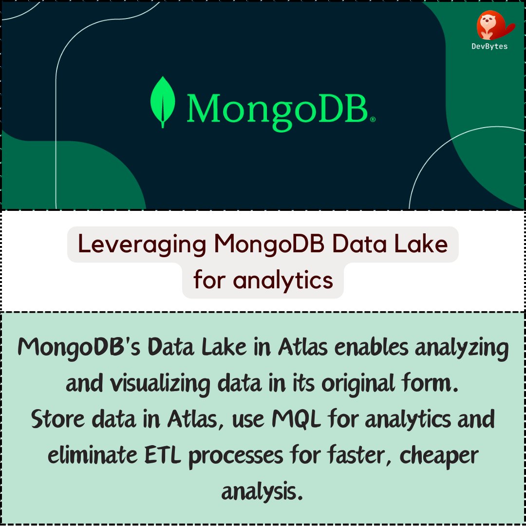 DevBytesApp's tweet image. MongoDB - Simplified by #DevBytes

#mongodb #analytics #codinglife #developers #programming #programmer #tech #technology