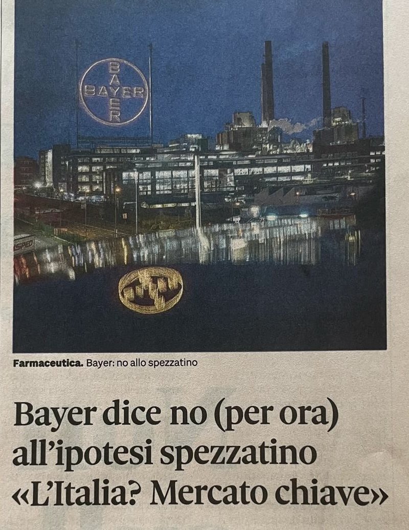 BayerItalia's tweet photo. “ L’Italia è un mercato molto importante per #Bayer e lo è da oltre un secolo, e per noi un centro innovativo”. Il commento del Ceo @Bayer - Bill Anderson - in occasione della conferenza stampa di bilancio al @sole24ore.
Oggi in edicola ⬇️ #6marzo https://t.co/I7J6Kxy5vQ