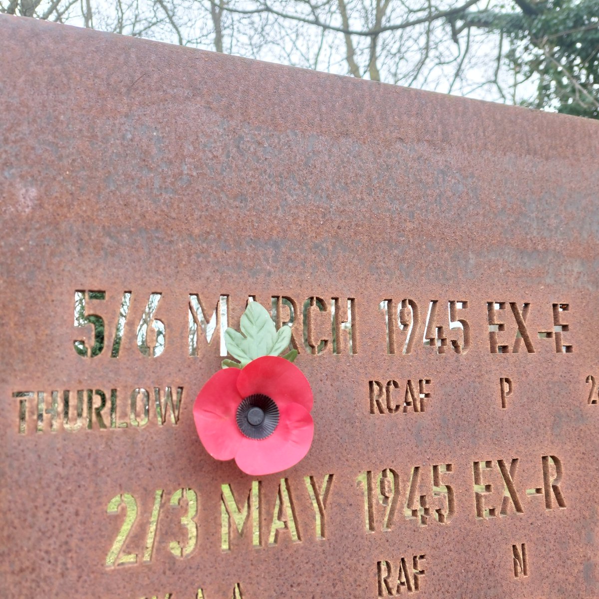 We have marked this anniversary at The RAF North Creake memorial today - Jack 'Tiny' Thurlow  of The Royal Canadian Airforce died on the night of the 5th March 1945.
Jack Thurlow was killed aged 26 in this incident of ‘friendly fire’.  His body was never found.  
#TimetoRemember