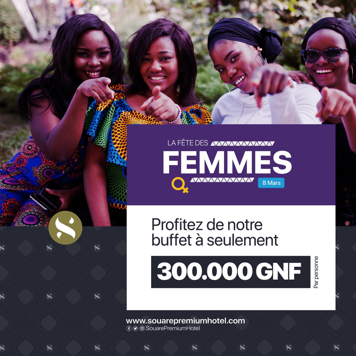 SouarePremium's tweet photo. Pour la 𝗙𝗘̂𝗧𝗘 des 𝗙𝗘𝗠𝗠𝗘𝗦, nous avons pensé à vous… 𝗘́𝘃𝗶𝗱𝗲𝗺𝗺𝗲𝗻𝘁 😍✨
Profiter de notre 𝗕𝗨𝗙𝗙𝗘𝗧 à seulement 𝟯𝟬𝟬.𝟬𝟬𝟬 𝗚𝗡𝗙 🙌🏾
📞 610005740 / 626234001 
⇨ https://t.co/eMsjWB7oc3 
#Sunset 🍽⛅️ 
#SouarePremiumHôtel✨ https://t.co/p2NQ2Yus67