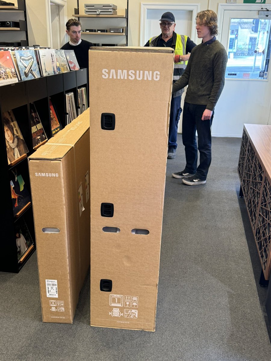 Just received a delivery of two televisions for a customer. The smaller <a href="/SamsungUK/">Samsung UK</a> in this photo is a 65” ……….. going to need four of our engineers to install this one!! 

#samsungTv #Television #monsterTV #edinburghproperty #EdinburghHomes