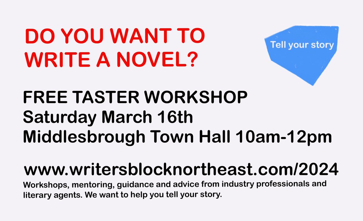 If your plan for 2024 was to write a novel, don't miss the free taster workshop with @writersblockne at the Town Hall tomorrow from 10am to 12pm. Look forward to workshops, guidance and advice from industry professionals and literary agents.