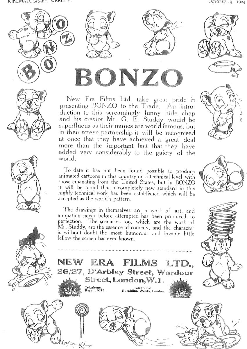 2024 marks 100 years since Bonzo the Dog started appearing in animated cartoons. Happy anniversary Bonzo!