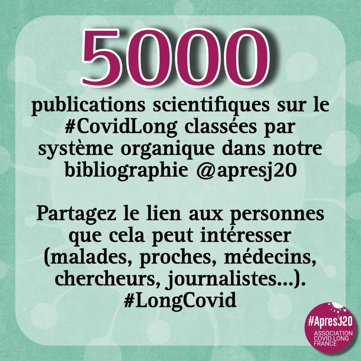 💥Plus de 5000 publications scientifiques sur le #CovidLong dans notre base de données💥 👉 une ressource utile pour ceux qui s'intéressent de près ou de loin au #CovidLong ! À consulter et à partager ! 🔗 zotero.org/apresj20/libra…