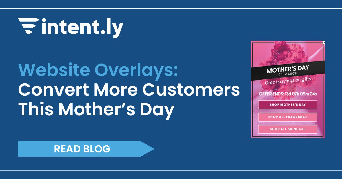 As its #MothersDay in the UK this weekend, we explore 4 ways to use #WebsiteOverlays to:

📈 Boost sales &amp; increase average order values
🌷 Improve customer retention &amp; loyalty
🛒 Rescue cart abandonment

hubs.ly/Q02nlq3h0

#ecommerce #ecommercetips #retail #cro #intently