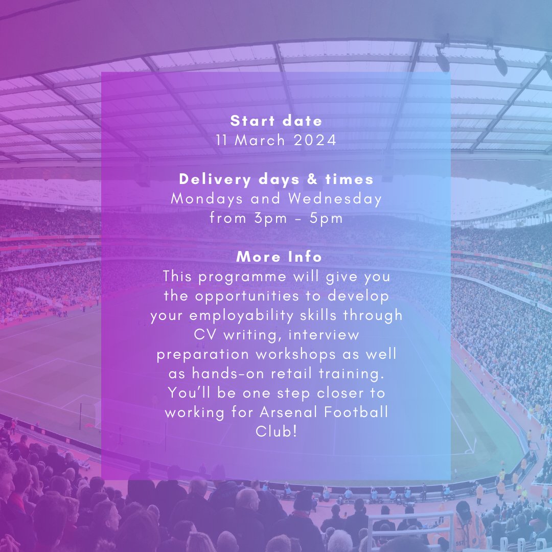 ⚽ Elevate your game at the Emirates Stadium retail store! Join their four-week programme to develop essential skills, seize the chance to work at The Armory, and step into the world of Arsenal Football Club! 🔴⚪

Link in bio ⬆