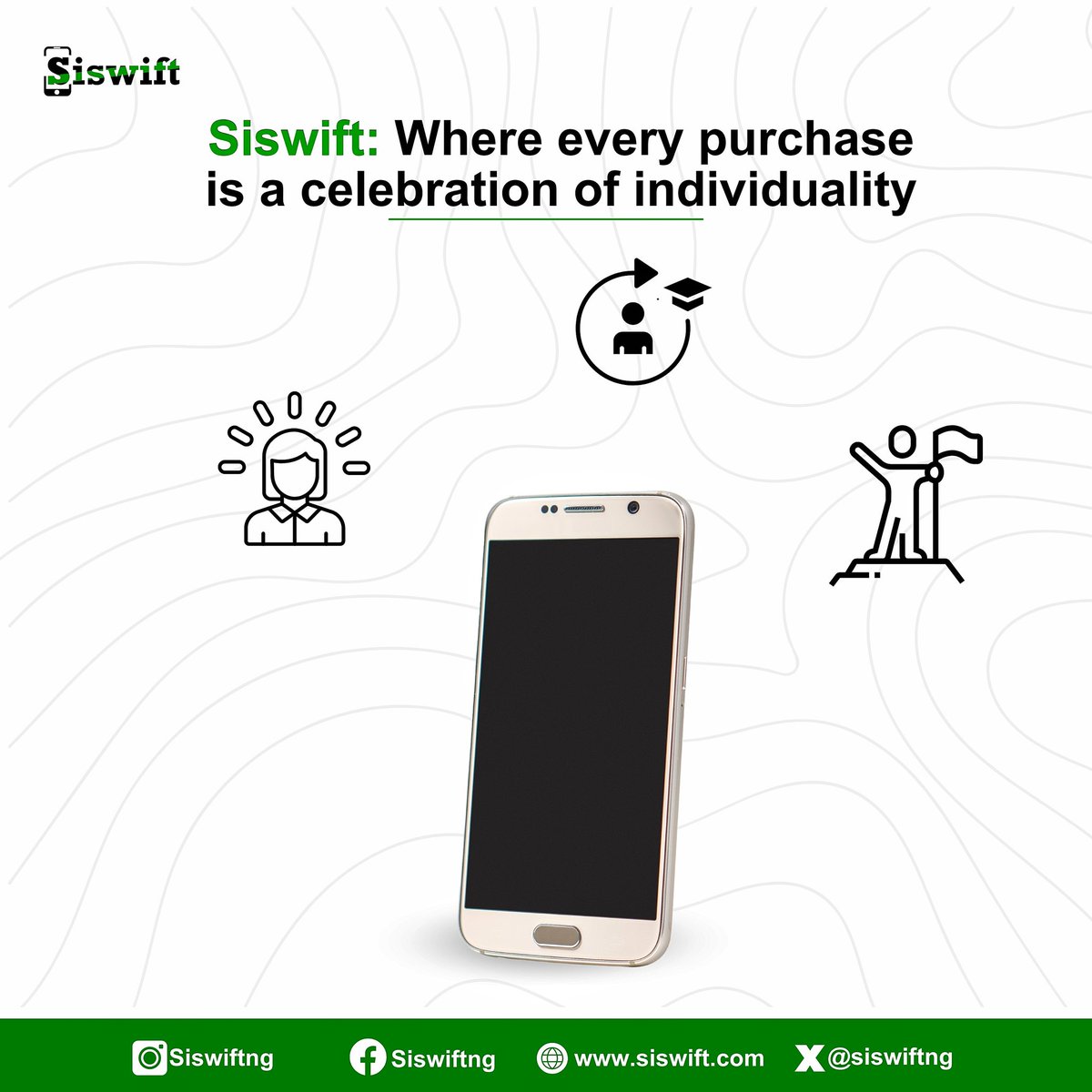 Celebrate your uniqueness with Siswift! 

Choose a device that speaks to your individuality.
.
.
.
#ExpressYourself #phonefreedom #transparenttransactions #negotiationpower #changingthegame #convenience #convenienceoverfixedprices #digitalmarketing #siswift #phones