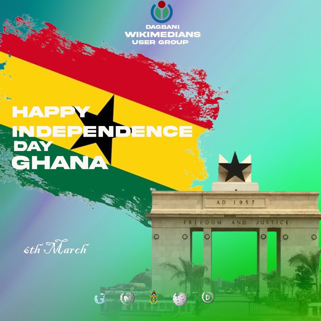 DagaareWiki's tweet photo. Happy Independence Day, Ghana!
The Dagaare Wikimedia Community joins the nation in celebrating this momentous occasion. Happy Independence Day to every Ghanaian 
#GhanaAt67 #IndeceDayGhana 🇬🇭 https://t.co/iXKozBpxfO