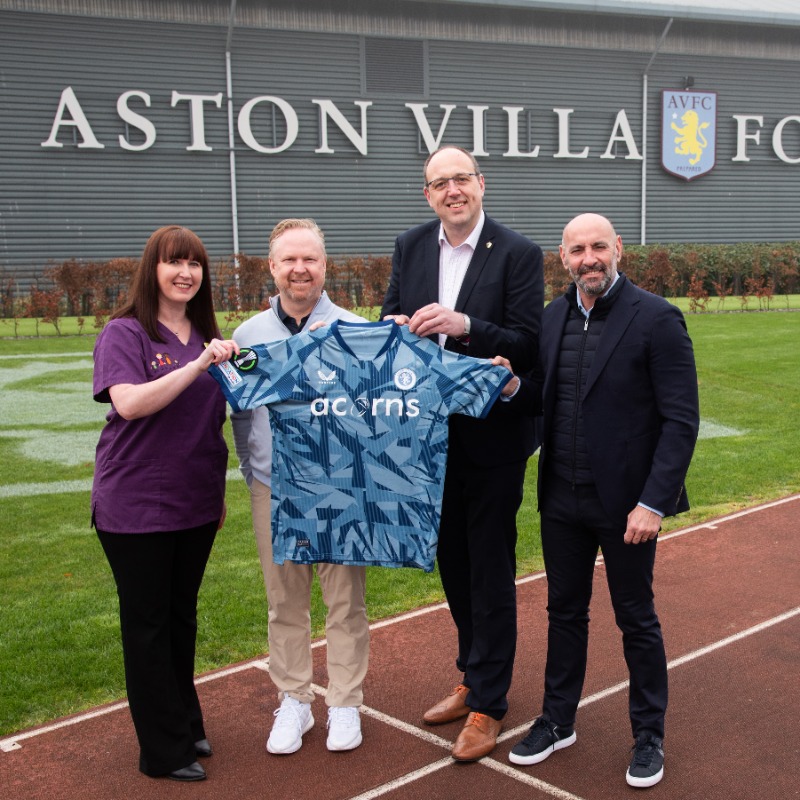 AVFCOfficial's tweet photo. Aston Villa is delighted to announce that @AcornsHospice will appear on the front of the team’s shirts in Thursday’s @EuropaCnfLeague Last-16 tie at Ajax.