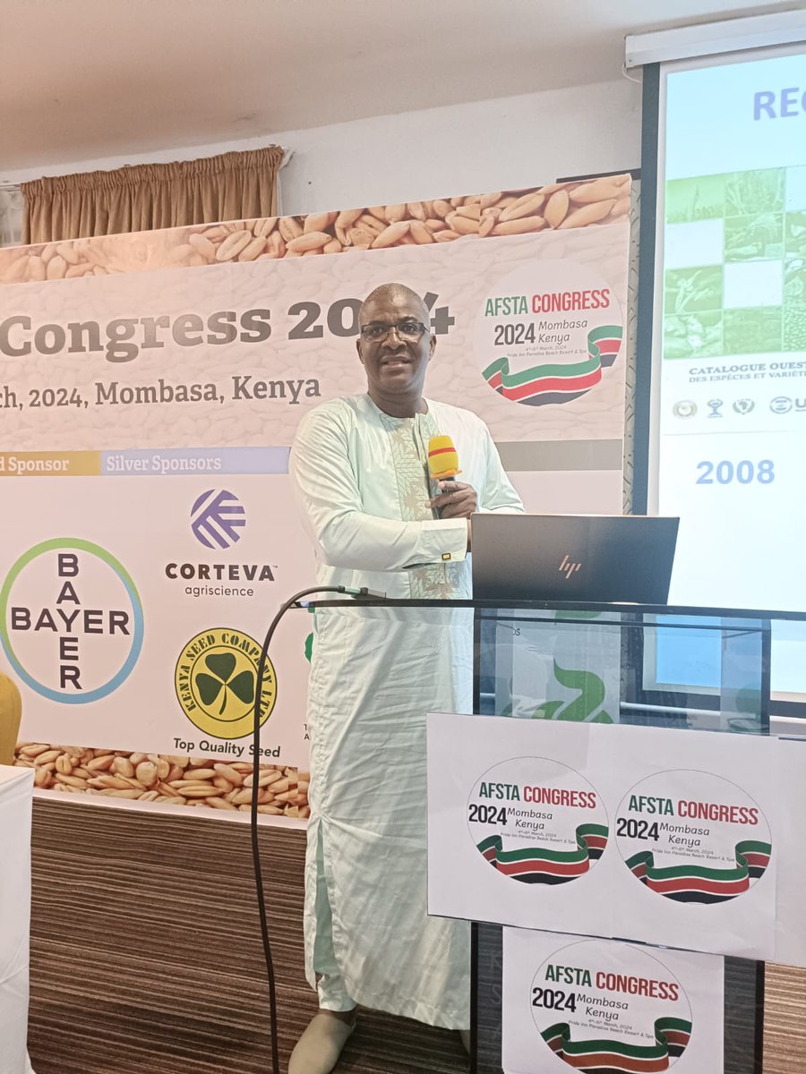 AFSTA_Seed's tweet image. Dr Yacouba Diallo, the new AFSTA Secretary General makes a presentation at the Congress 2024. Dr Yacouba who holds a PhD in Business Management takes over the mantle from long serving SG, Justin Rakotoarisaona who proceeds to retirement from April 1.