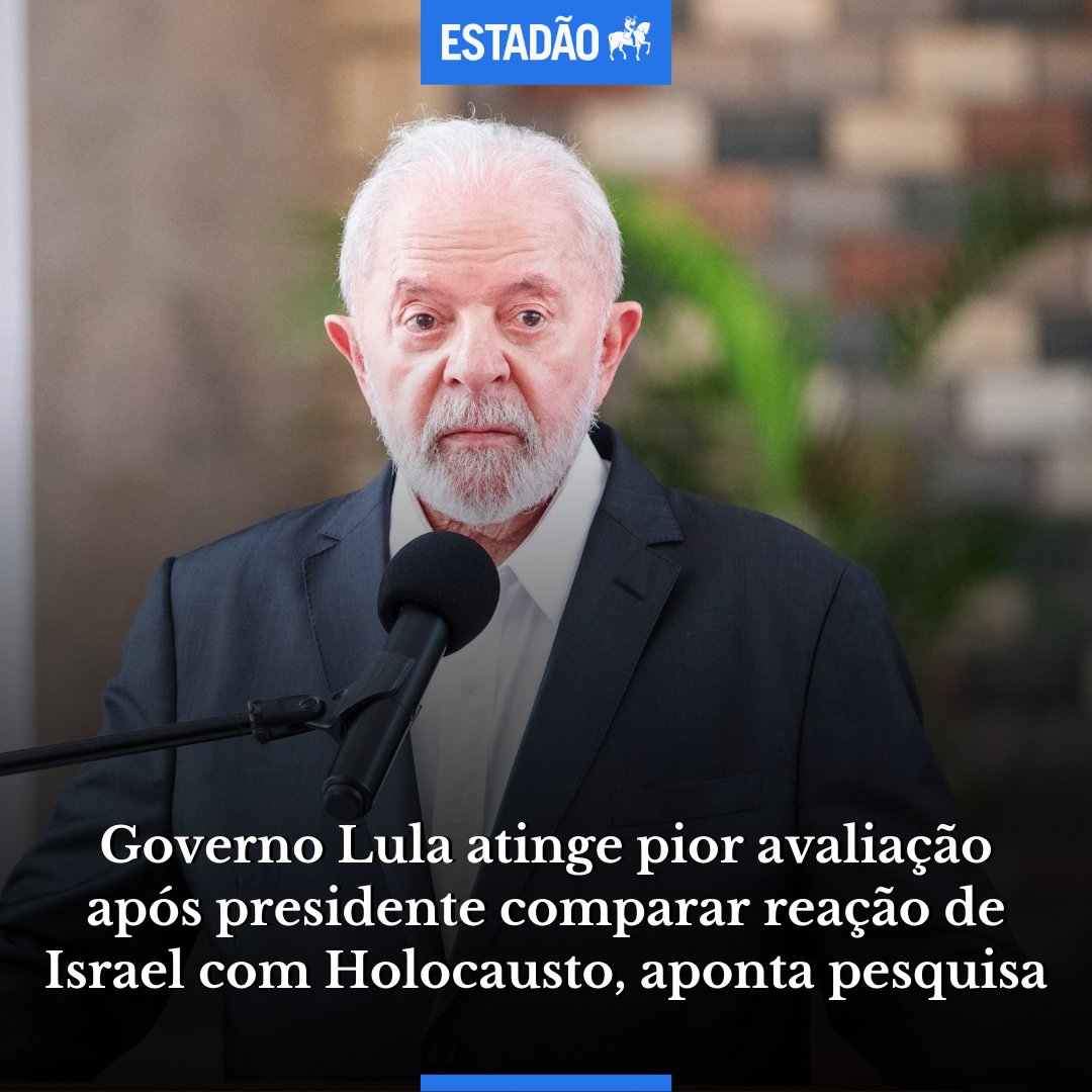 Estadao's tweet photo. GOVERNO LULA

Gestão petista atinge pior avaliação após presidente comparar Israel com Holocausto, aponta pesquisa (via @EstadaoPolitica) >  https://t.co/KgyPcdOn1D

Foto: Keno George/AFP https://t.co/KTO5NuD0xu