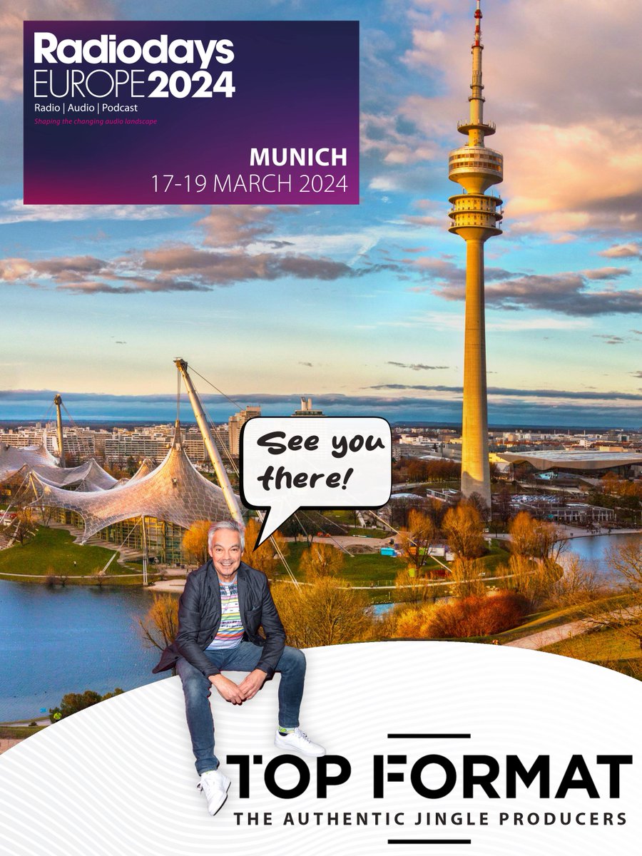 topformat's tweet image. Top Format Productions will be attending @RadiodaysEurope  in the beautiful city of Munich! If you want to catch up with Bart and learn all about our latest custom jingles and productions, feel free to contact bart@topformat.com and we'll see you 17 - 19 March!