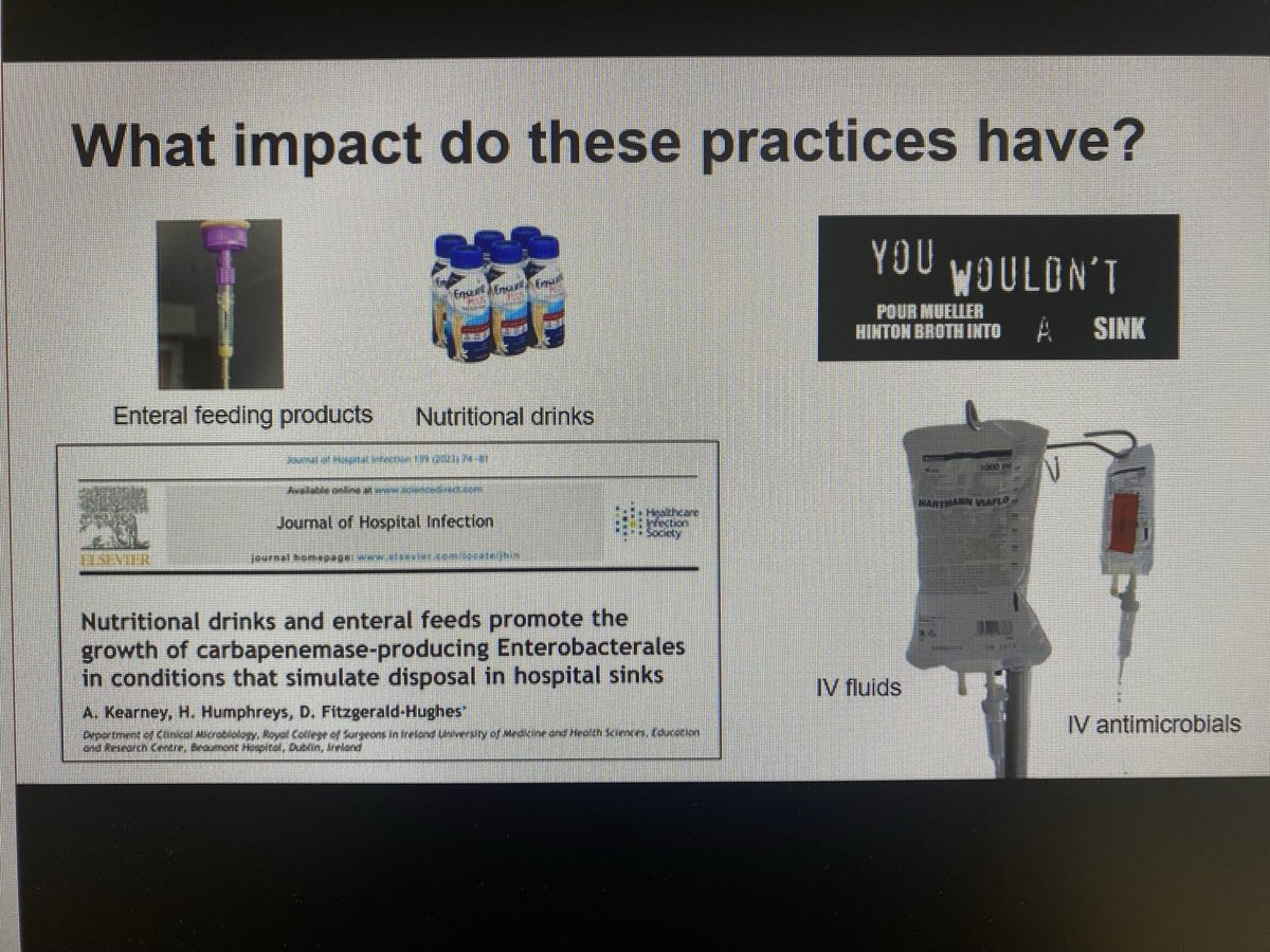 Disposal of nutritional drinks and fluids in hand-hygiene sinks promote the growth of #CPE. This needs to be addressed in clinical practice ⁦@aoifeky⁩ ⁦@thebotmechanic⁩ ⁦@IPS_Infection⁩ ⁦@IPSRnD⁩ ⁦@RCSI_Micro⁩ #infectionprevention #IPC #IPSROIBranch