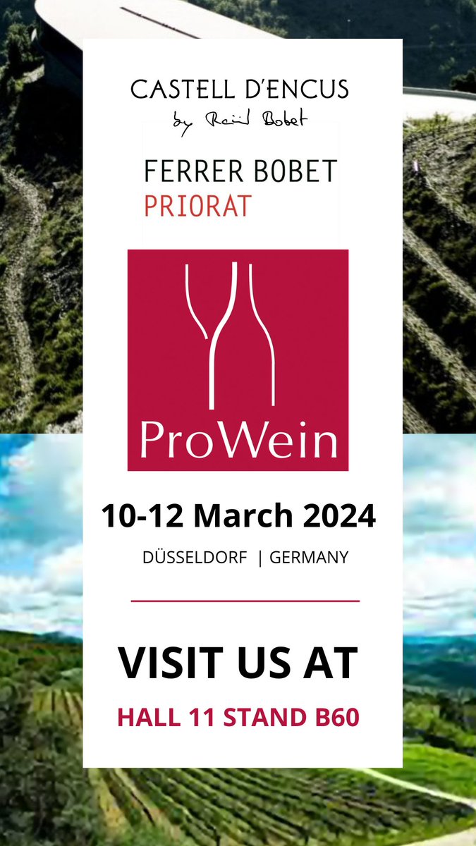 ProWein event (10-12 March) in Düsseldorf. @castelldencus and @ferrerbobet will be there. Visit us at Hall 11 | Stand B60