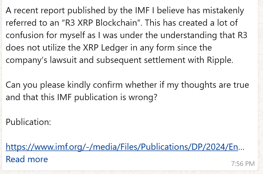 sentosumosaba's tweet photo. Quality researchers are very careful in sharing important details about this space. A few months ago, I read a "trusted post" (based on first-hand conversation btw), that R3 was not using #XRP. To double-check nothing had changed, another person checked with R3 today. 

👉The answer is still the same. NO

I can confirm, I've seen the real email. 
Unfortunately, we have people who spread unchecked, unverified information, name-calling those who are actually in the know as bad actors, and creating a narrative that ultimately hurts investors. 

You can't trust any outside writer to fully understand this space. 

Apologies are indeed in order.