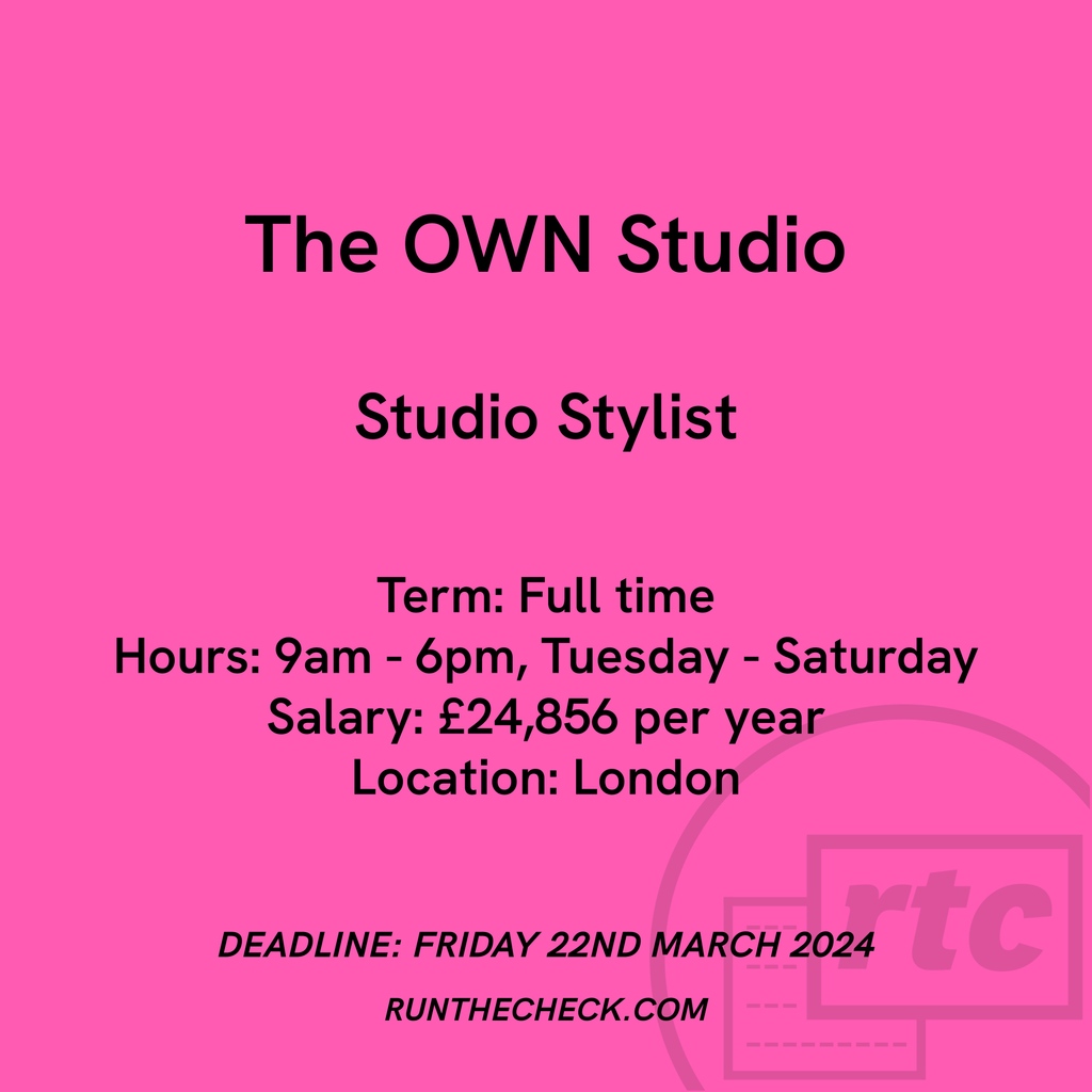 The Own Studio, Studio Stylist 🩷 Apply! ↓ runthecheck.com/the-own-studio…