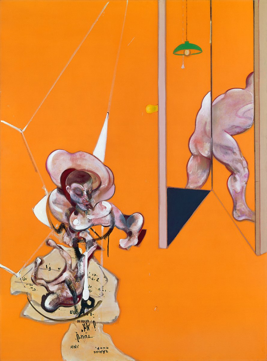 'His collages of adhesive letters invoke Synthetic Cubism, but may have been triggered by the crumpled newspapers visible in many photographs of his studio floor.' Martin Harrison, Francis Bacon: Catalogue Raisonné p.934 Painting: Studies of the Human Body in Motion #francisbacon