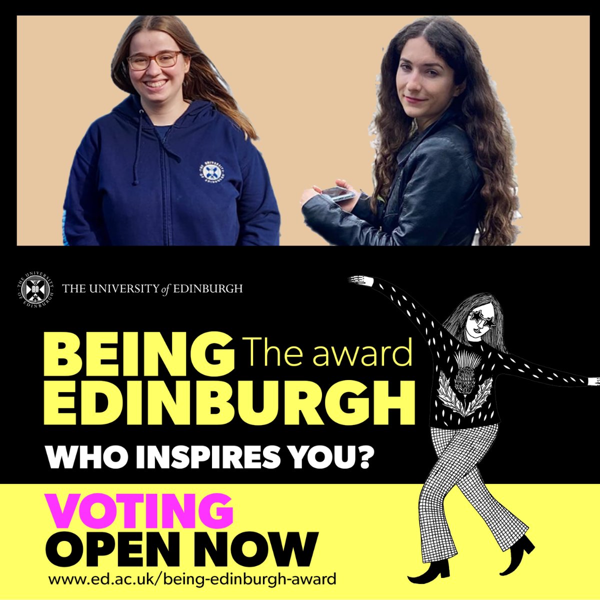 We are delighted two psychology graduates are finalists in the 2024 Being Edinburgh Awards 🎉 Find out more about the student mental health group Fabienne & Annabella founded and cast your vote now! edin.ac/49TzMq6 #peopleofppls @EdinburghUni