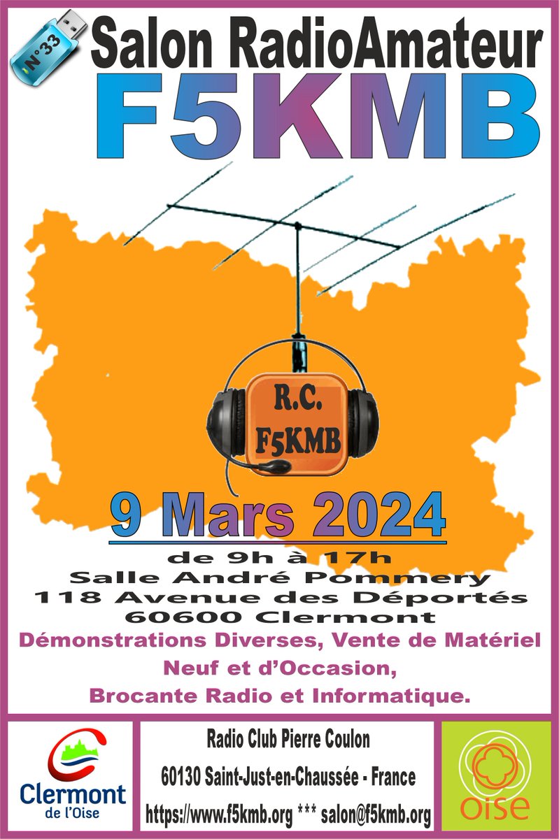 Venez nous retrouver ce samedi au salon #radioamateur de #Clermont organisé par le radioclub #F5KMB. Vous pourrez y retrouver les différents produits issus du monde professionnel des #Télécoms et #Radiocoms (pylônes, mâts, supports et autres accessoires d'installation).