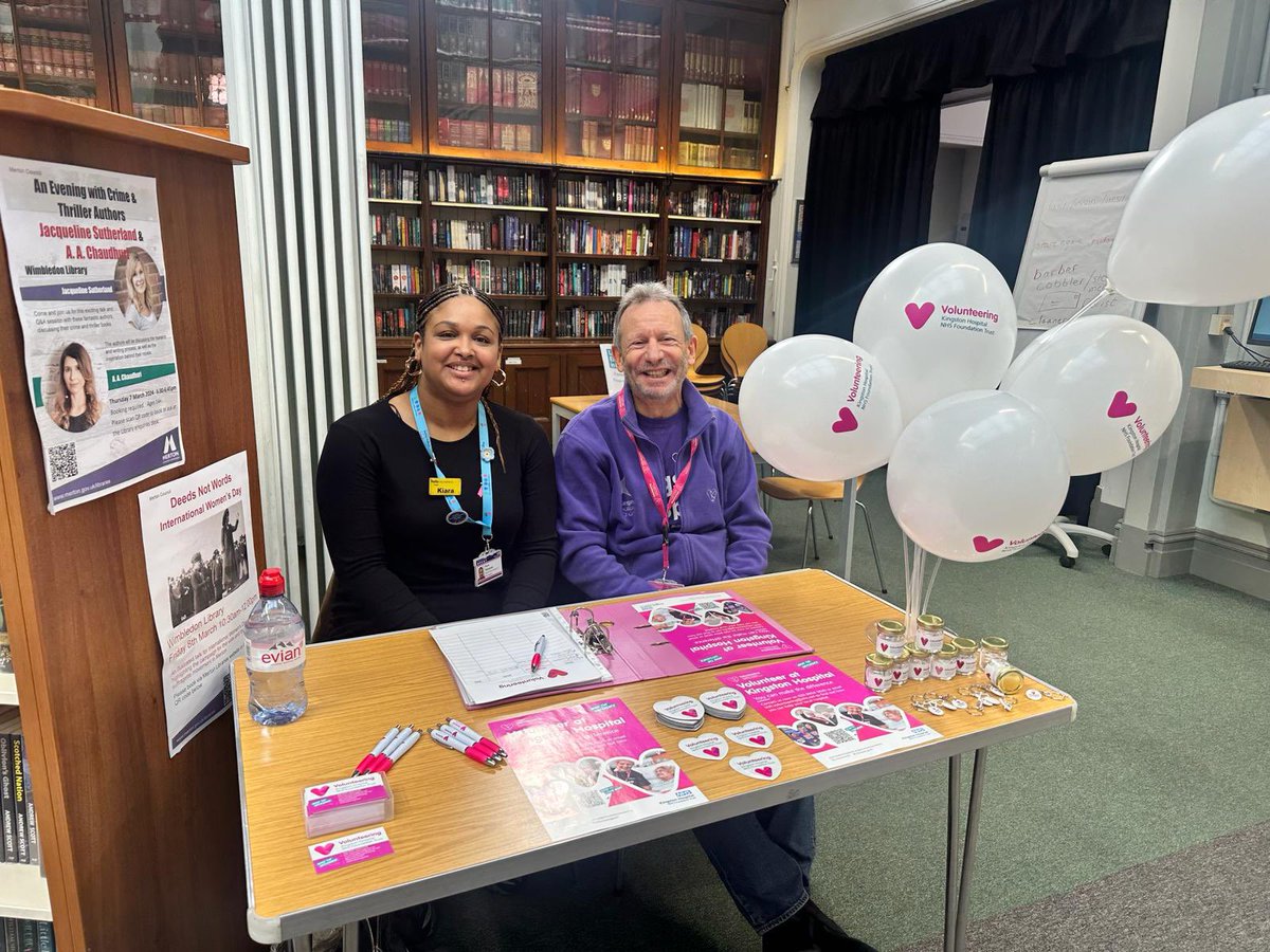 Do you have some free time each week? If so pop down to see us today at Wimbledon Library to find out about the exciting and impactful volunteering opportunities we have at @KingstonHospNHS and @HRCH_NHS. 💞🩷💞@MertonLibraries