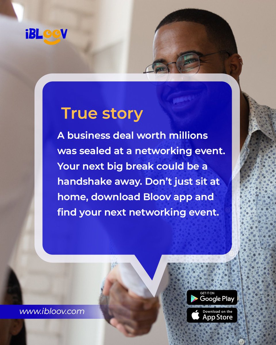 Transforming handshakes into million-dollar deals! Just witnessed a game-changing business agreement unfold at a networking event. Your breakthrough moment could be a simple handshake away! Download the iBloov app now and discover your next networking event. #BusinessOpportunity