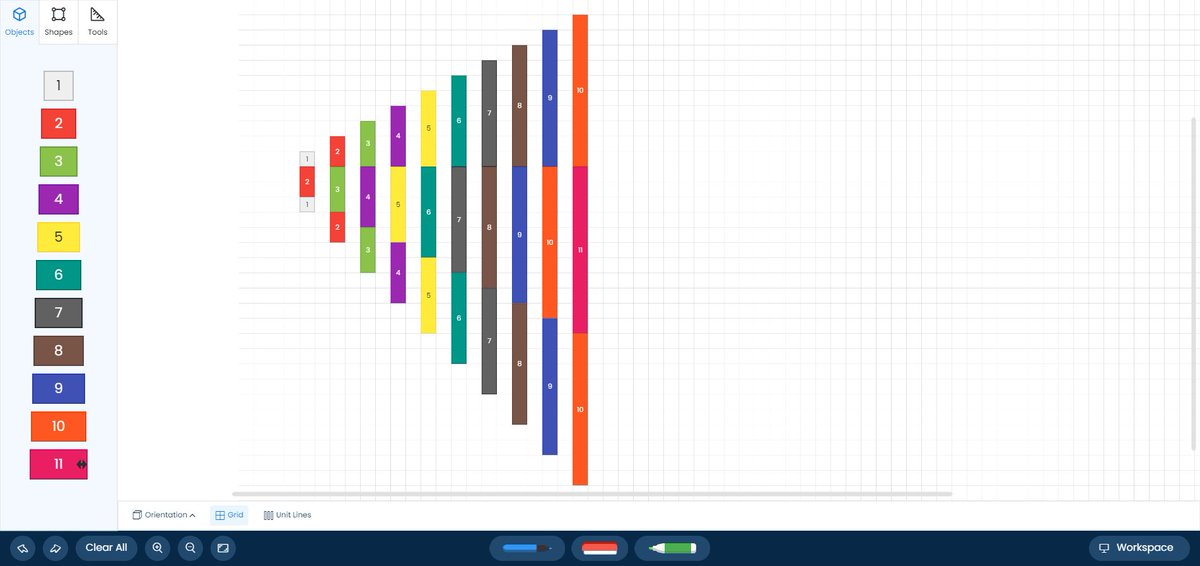 Simon_Gregg's tweet image. Making our own growing patterns with Cuisenaire rods on @brainingcamp #visualpatterns #growingpatterns