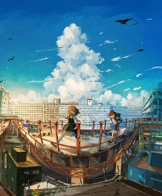 故郷を背に、どこか遠くへ出掛けようよ! #illustration 