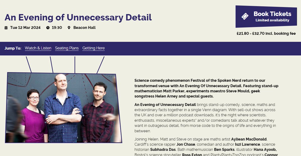 FOTSN's tweet image. Oh what's that? "Limited availability"

Have you been browsing and thinking, "Maybe I'll grab tickets for those nerds next Tuesday?"

You better do it soon before they're gone! GO GO GO!

Group discount: Book 8 or more tickets, get £10 off each one. Discount applied at checkout.