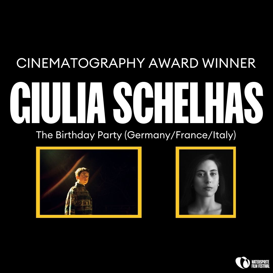 CONGRATULATIONS to the winner of our CINEMATOGRAPHY AWARD: Giulia Schelhas with 'The Birthday Party'! Thank you to @AmazonMGMStudio for sponsoring the Watersprite 2024 Awards Ceremony, which is available to view until March 8th at watersprite.org.uk/tickets