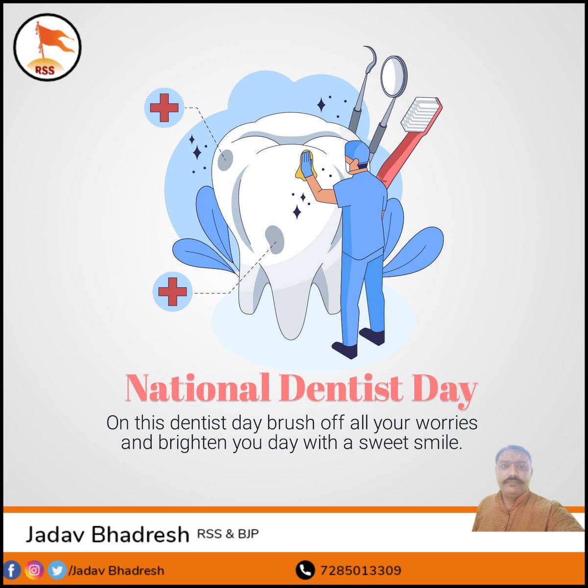 👨‍⚕️National Dentist Day is observed every 6th March to appreciate the contribution of dentists in oral health & promoting oral health🦷

👨‍⚕️Happy #NationalDentistDay to everyone🦷

🦷My thanks to all dentist who play a vital role in our #DentalHealth🩺

@AmerDentalAssn @ADAADental