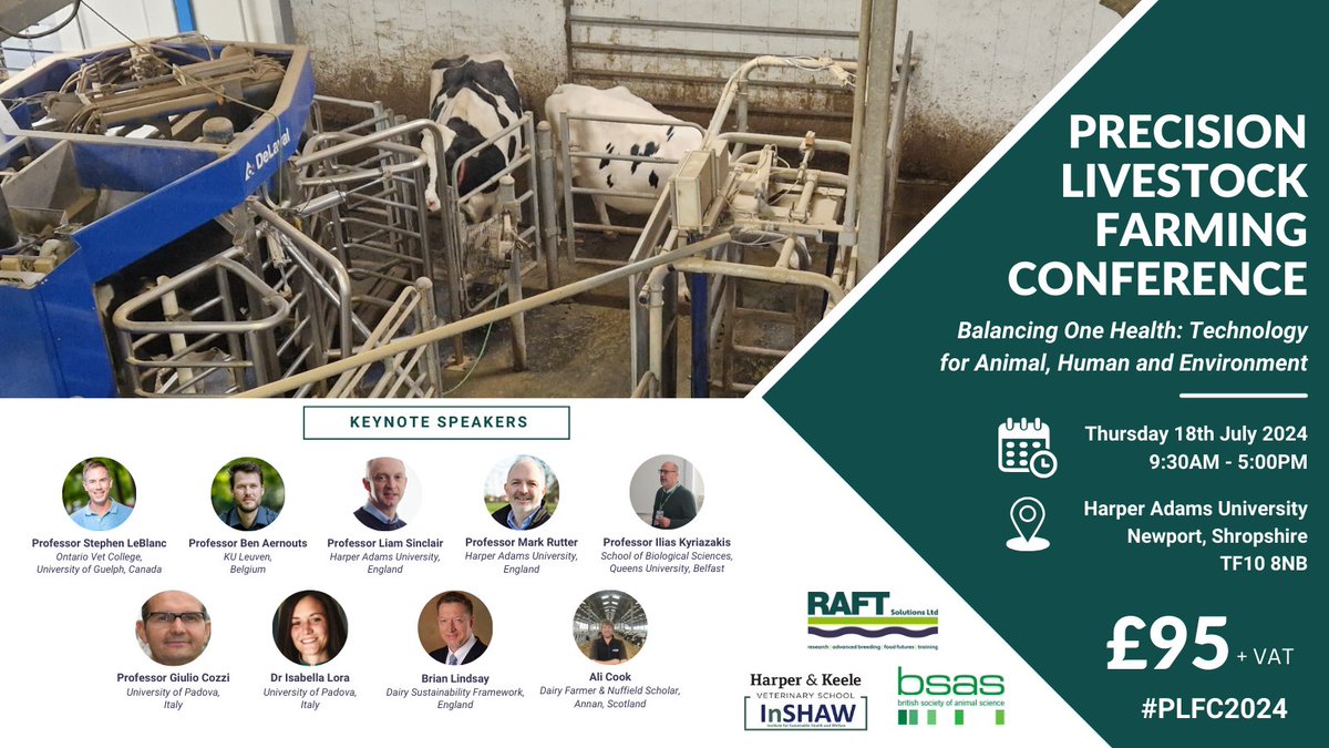 🚜 EXCITING ANNOUNCEMENT 🚜
Come and join us at the upcoming Precision Livestock Farming Conference 2024!

🗓️ Thursday 18th July 2024
📍   Harper Adams University, TF10 8NB
🌟 £95.00 + VAT
👉 BOOK HERE: bit.ly/437OS9G

For more info, click here: bit.ly/4c2ozFE