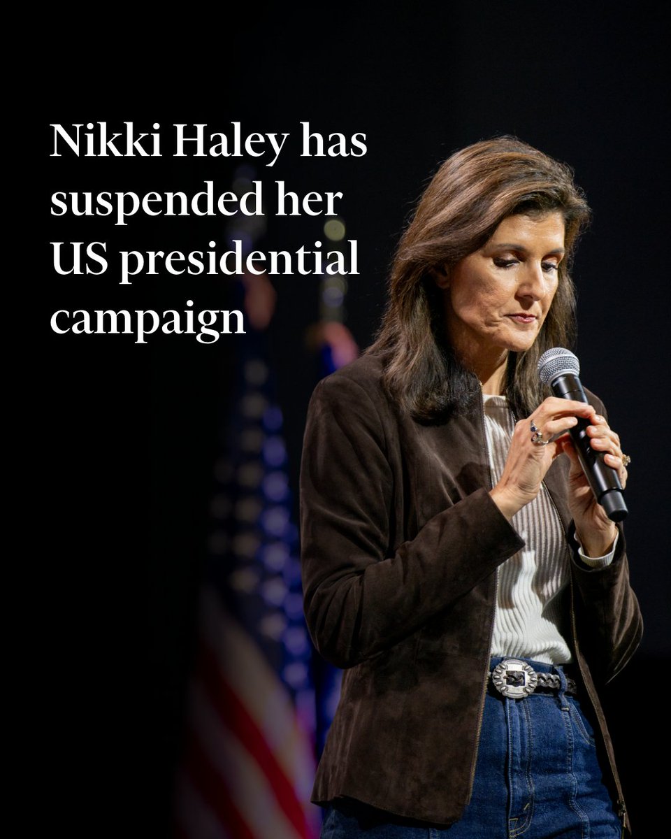 Breaking news: Nikki Haley has decided to end her presidential campaign. The move caps a bid for the White House that outlasted all the other Republican rivals to Donald Trump but failed to gain enough support to topple the former president ft.com/content/21ed04…