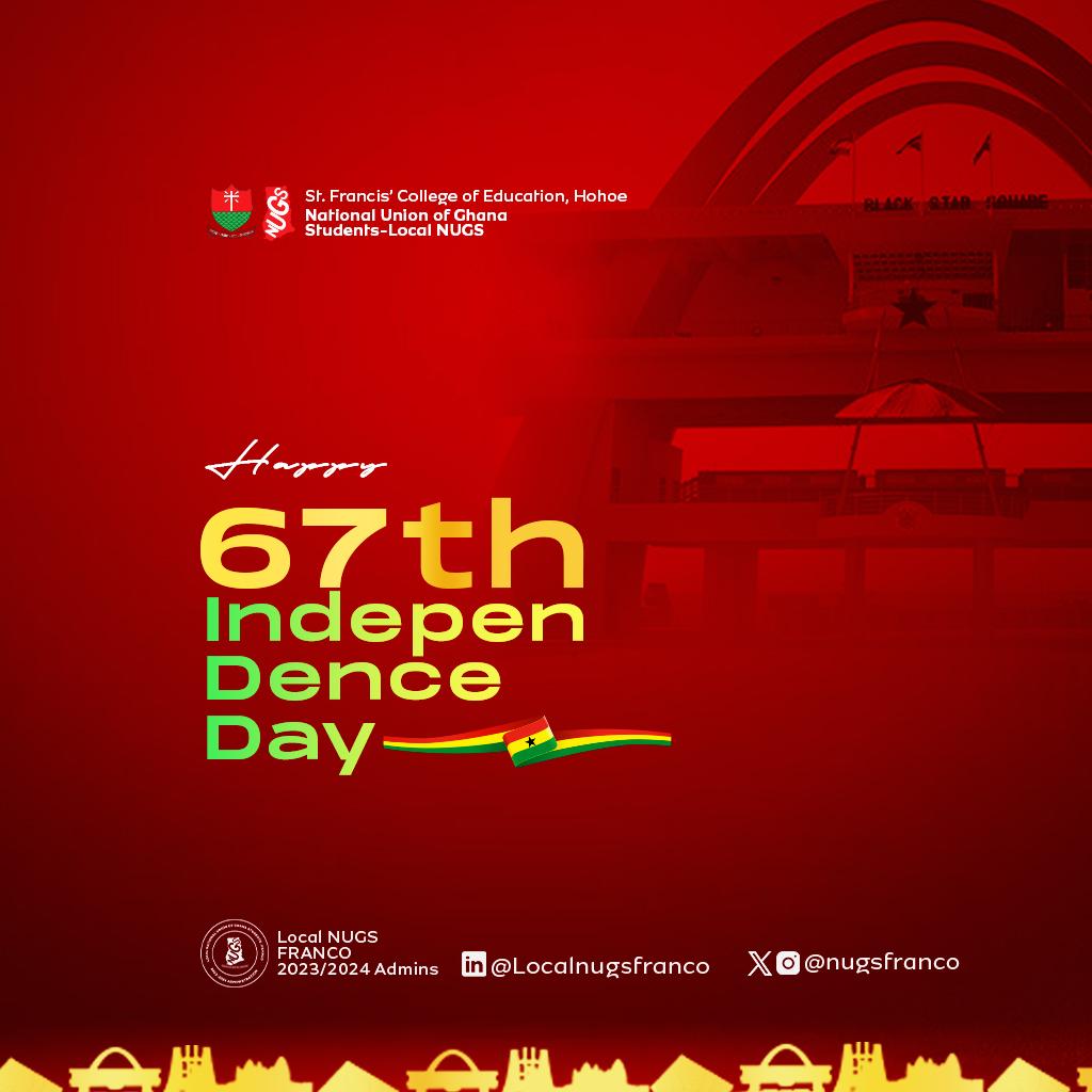 May the freedom of our nation continue to ring true,
We are grateful for the brave men and women who fought for it.
#GhanaAt67 
#NUGSCelebratesGhana