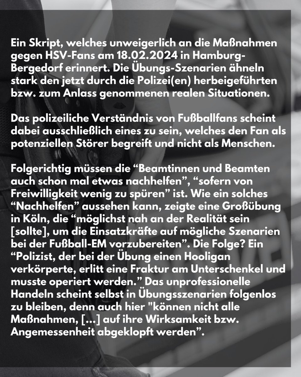 Die #Polizei schränkt zunehmend die Grundrechte von Fußballfans ein, teilweise mithilfe massiver Gewalt.

Vieles wirkt wie ein Szenarientraining für die #Euro 2024. Es reicht! 

Unser Statement: braunweissehilfe.de/news/2024/wir-…

1/2
 ---
#Fanhilfe #FCSP <a href="/fanhilfen/">Dachverband der Fanhilfen</a>