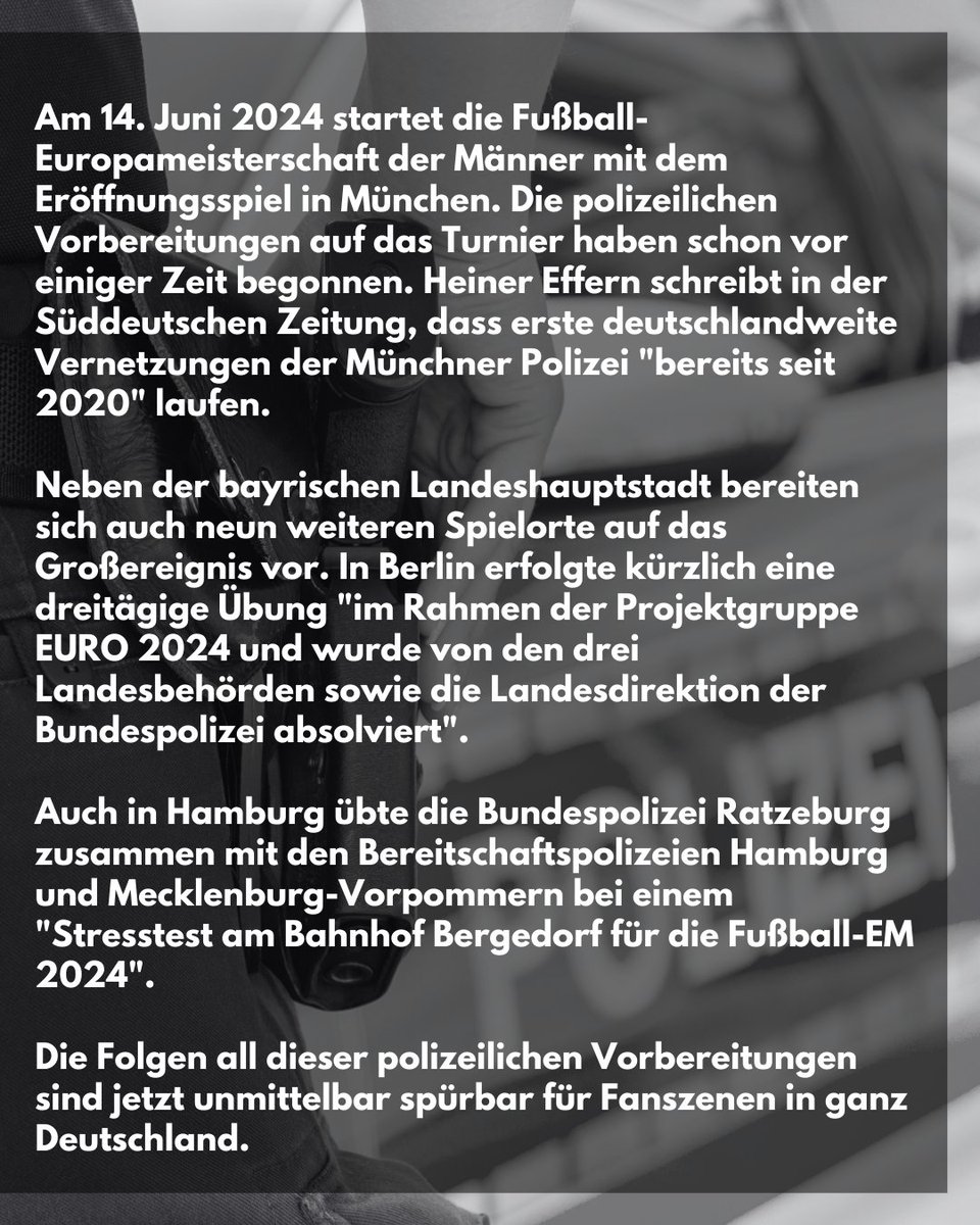 Fanhilfe_FCSP's tweet photo. Die #Polizei schränkt zunehmend die Grundrechte von Fußballfans ein, teilweise mithilfe massiver Gewalt.

Vieles wirkt wie ein Szenarientraining für die #Euro 2024. Es reicht! 

Unser Statement: https://t.co/9N7dk381Ct

1/2
 ---
#Fanhilfe #FCSP @fanhilfen https://t.co/qsXnUMlycH