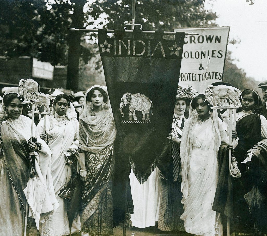 The hand embroidered banners of the UK women's suffrage movement created for/by British Indian suffragettes, 1911. Physician Princess Sophia Alexandra Duleep Singh played a prominent role within the women's cause #WomensArt #WomensHistoryMonth