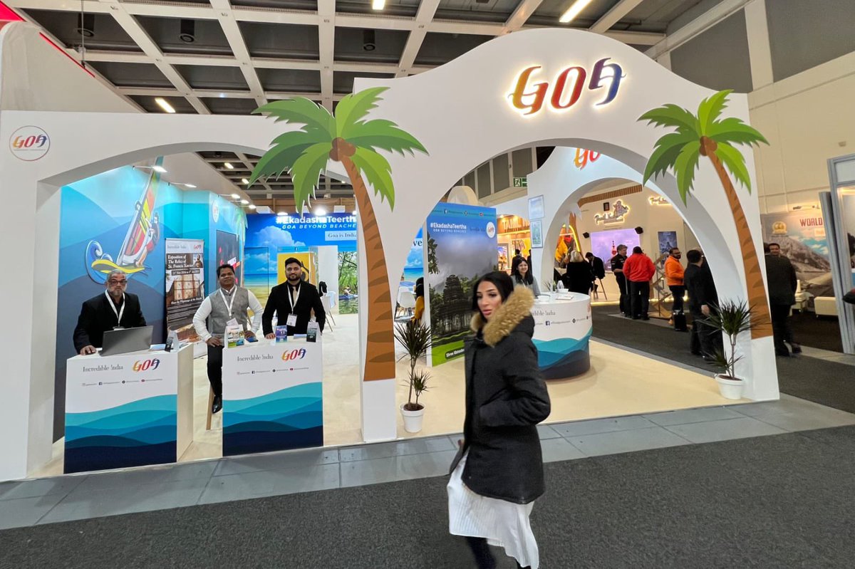 The grand Goa Pavilion at ITB Berlin, Germany, promoting the concept of Ekadasha Teertha, Goa beyond Beaches, Goa is the first state to launch Regenerative Tourism. #GoaTourism #RegenerativeTourism #GoaBeyondBeaches #EkadashaTeertha #ITBBerlin2024 #ITBBerlin #Goa