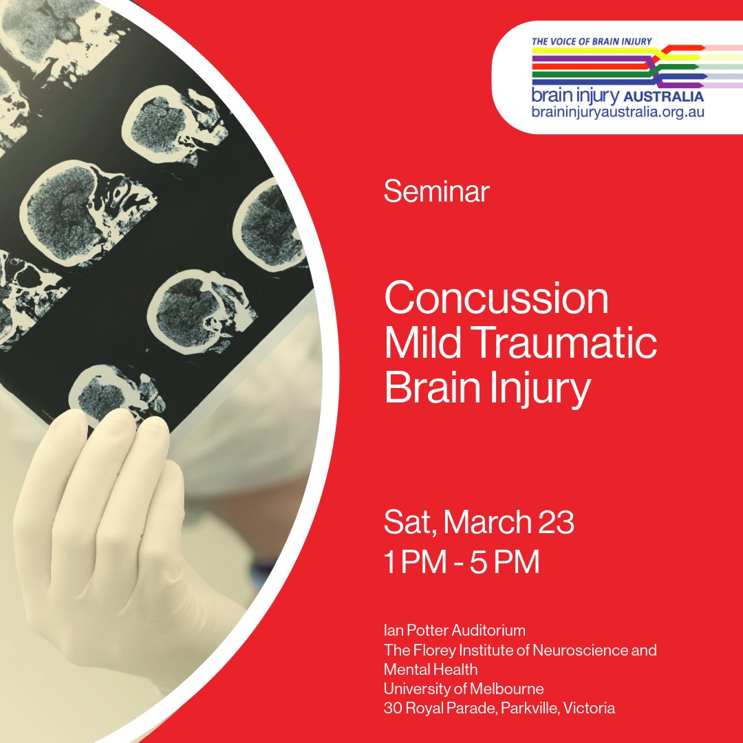 .@BrainInjuryAus is hosting a seminar on Concussion/'Mild' Traumatic Brain Injury at @UniMelb on March 23. AMAV members can take 30% off when booking. Reference the AMAV discount on your registration form and quote your membership number to claim: bit.ly/brain-injury-s…