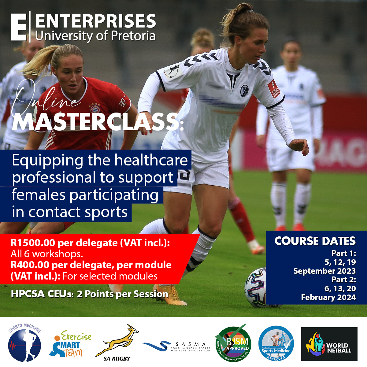 📢‼️Online Masterclass: Equipping the healthcare professional to support females participating in
sports.⛹️‍♀️🩺
If you missed the online sessions, worry not! You can have access to the recorded content to be part of this knowledge-packed event!
Register 👇
bit.ly/3OdlcS4