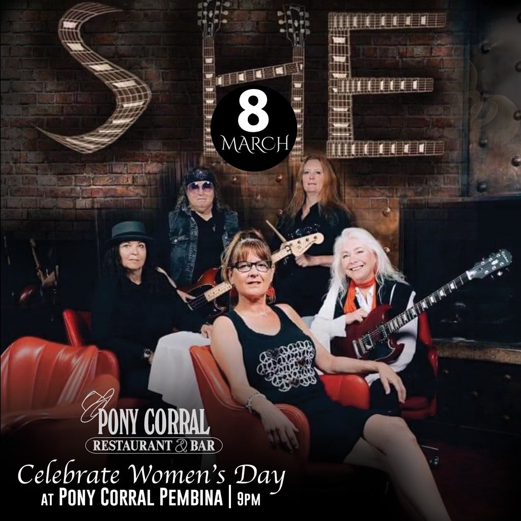 The Pony Corral Pier 7 Event Centre is proud to support International Women’s Day .. Friday March 8th 🌹
With LIVE entertainment  featuring the all- female cover band … SHE .. 🎸 
come hear the hits from the Bangles, Go-Go’s, Blondie, Joan Jett, Bananarama and more!!