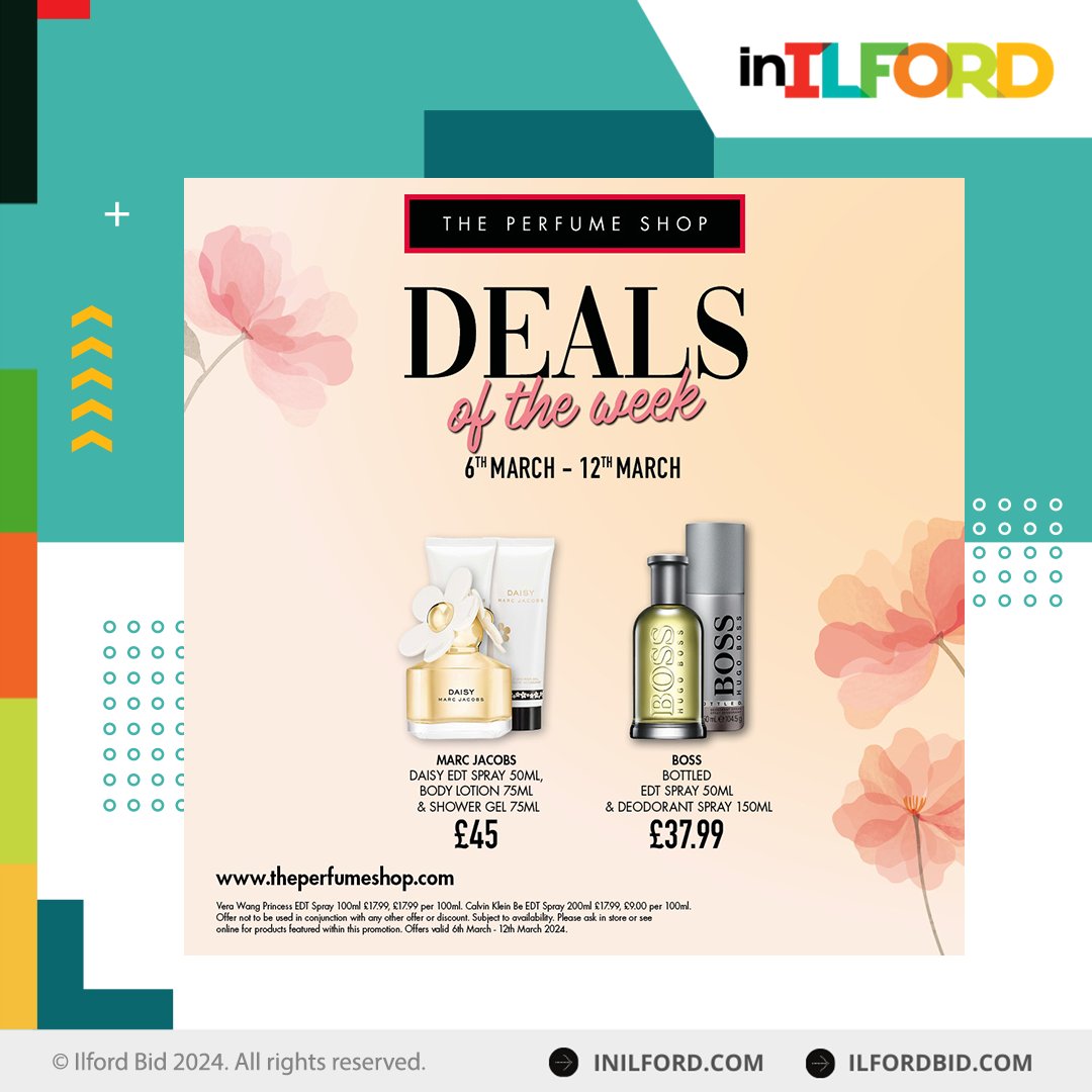 This week’s exclusive deals available for all customers. Check the offer on our website, sign up today and visit them in store inilford.com/offers @ThePerfumeShop #MothersDay2024 #theperfumeshop #tpssc