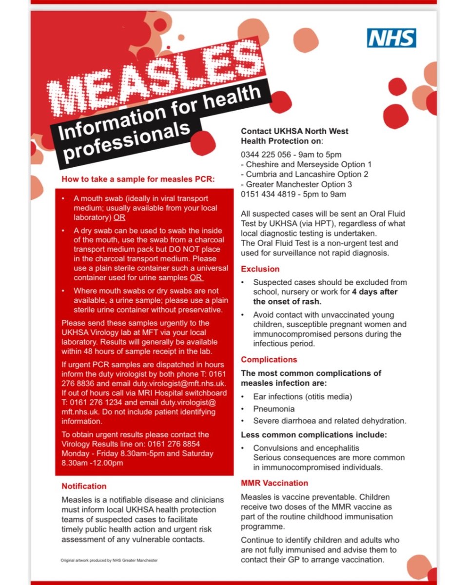 DadmattersGM's tweet image. Please take a minute and read this important information about measles. If you notice any symptoms then please contact your doctor ASAP.
#measles #measlesawareness #nhs #dadmattersuk #dadmattersgm