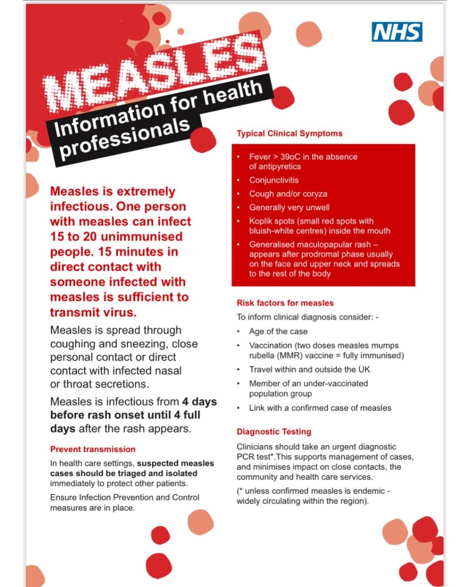 DadmattersGM's tweet image. Please take a minute and read this important information about measles. If you notice any symptoms then please contact your doctor ASAP.
#measles #measlesawareness #nhs #dadmattersuk #dadmattersgm