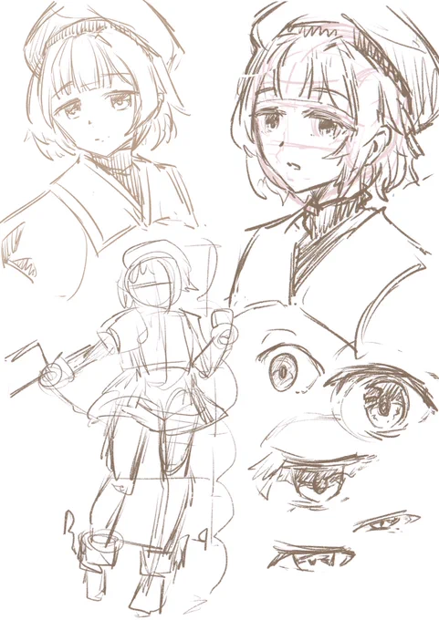隙間時間に普段描かないというか描けないラインの練習、左上は見ながら 